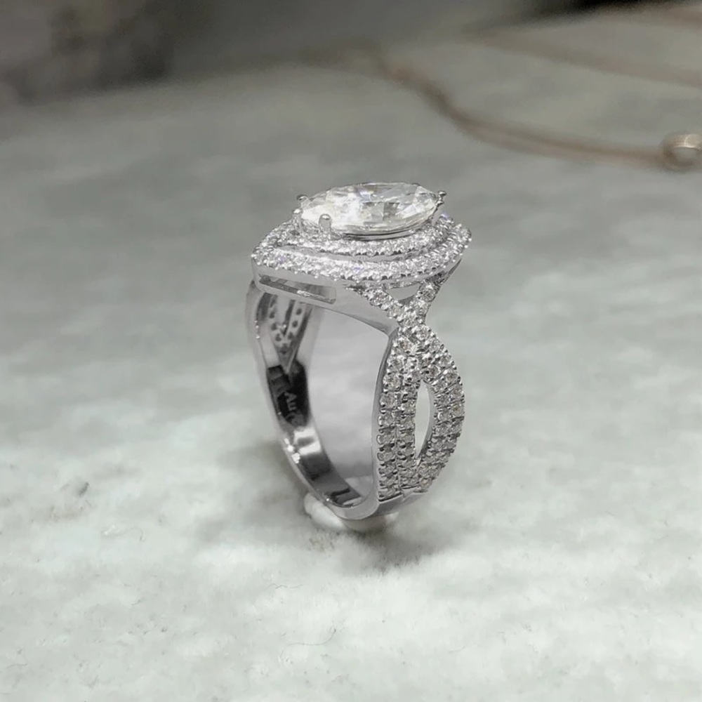 New 925 Silver Marquise Cut Style Diamond Ring - Picture 2 of 4